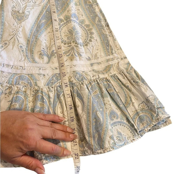 Y2k split cotton Flirty light blue paisley skirt ruffle hem ribbon Trim detail - Picture 8 of 9